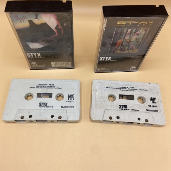 Lot of 2 Styx Cornerstone Grand Illusion Cassette Tapes 70s Not Tested - Picture 6 of 7
